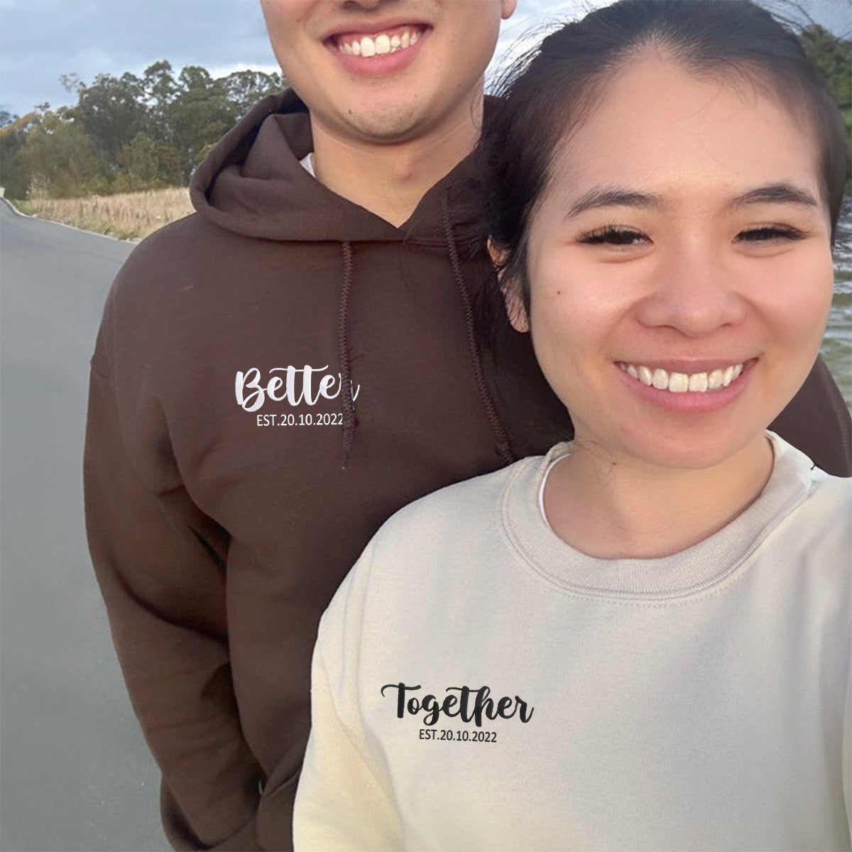 Better Together Matching Hoodies for Couples - Custom Embroidered Sweatshirts