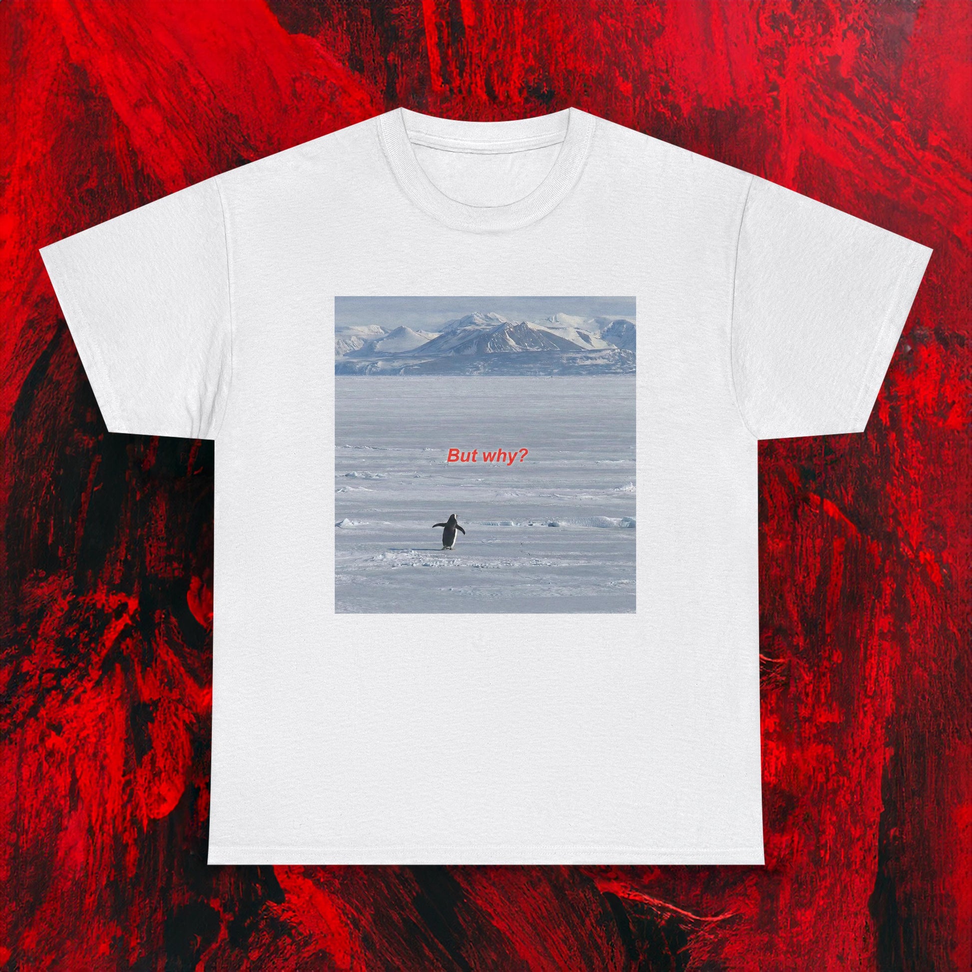 But Why Penguin Graphic T-Shirt – Funny Minimalist Hiking Tee for Outdoor Adventurers