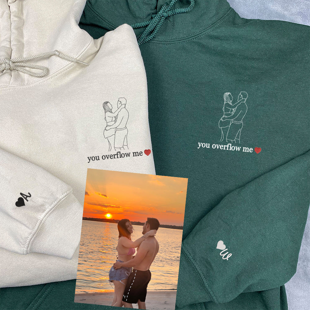 Custom Embroidered Portrait from Photo Sweatshirt, Couple Sweatshirts, Couples Portrait, Custom Photo Hoodie, Personalized Gift For Couple - Perfect for Cozy Couples Gifts