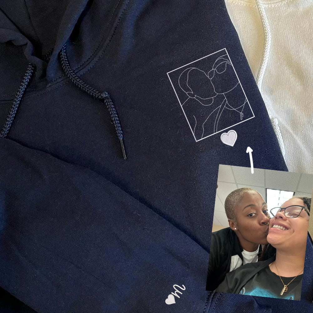 Custom Embroidered Portrait from Photo Sweatshirt, Couple Sweatshirts, Couples Portrait, Custom Photo Hoodie, Personalized Gift For Couples - Perfect for Cozy Couples Gifts