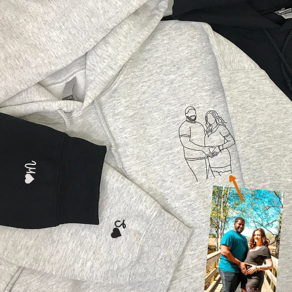 Custom Embroidered Portrait Sweatshirt from Your Photo, Personalized Couples or Friends Crewneck, Anniversary Photo Embroidery - Perfect for Cozy Couples Gifts