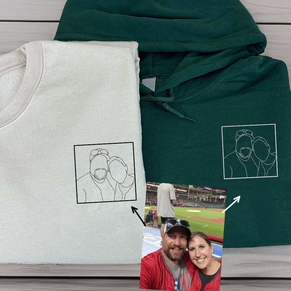 Custom Embroidered Portrait Sweatshirt, Couple Sweatshirts, Couples Portrait, Custom Photo Hoodie, Personalized Gift for Couple - Perfect for Cozy Couples Gifts