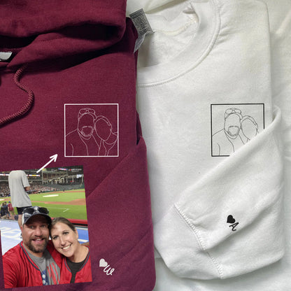 Custom Embroidered Portrait Sweatshirt, Couple Sweatshirts, Couples Portrait, Custom Photo Hoodie, Personalized Gift for Couple - Perfect for Cozy Couples Gifts