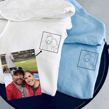 Custom Embroidered Portrait Sweatshirt, Couple Sweatshirts, Couples Portrait, Custom Photo Hoodie, Personalized Gift for Couple - Perfect for Cozy Couples Gifts