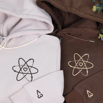 Atom Love Matching Hoodies for Couples - Custom Embroidered Couple Sweatshirts