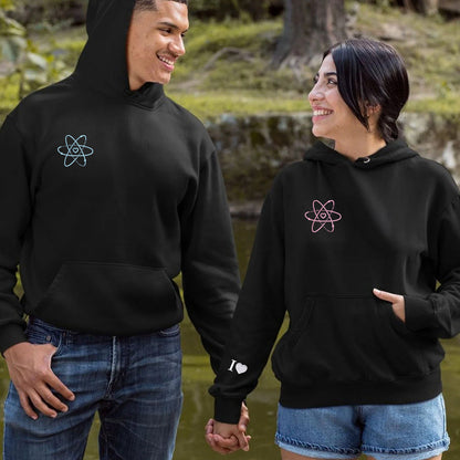 Atom Love Matching Hoodies for Couples - Custom Embroidered Couple Sweatshirts