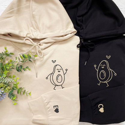 Avocado Love Matching Hoodies for Couples - Custom Embroidered Sweatshirts