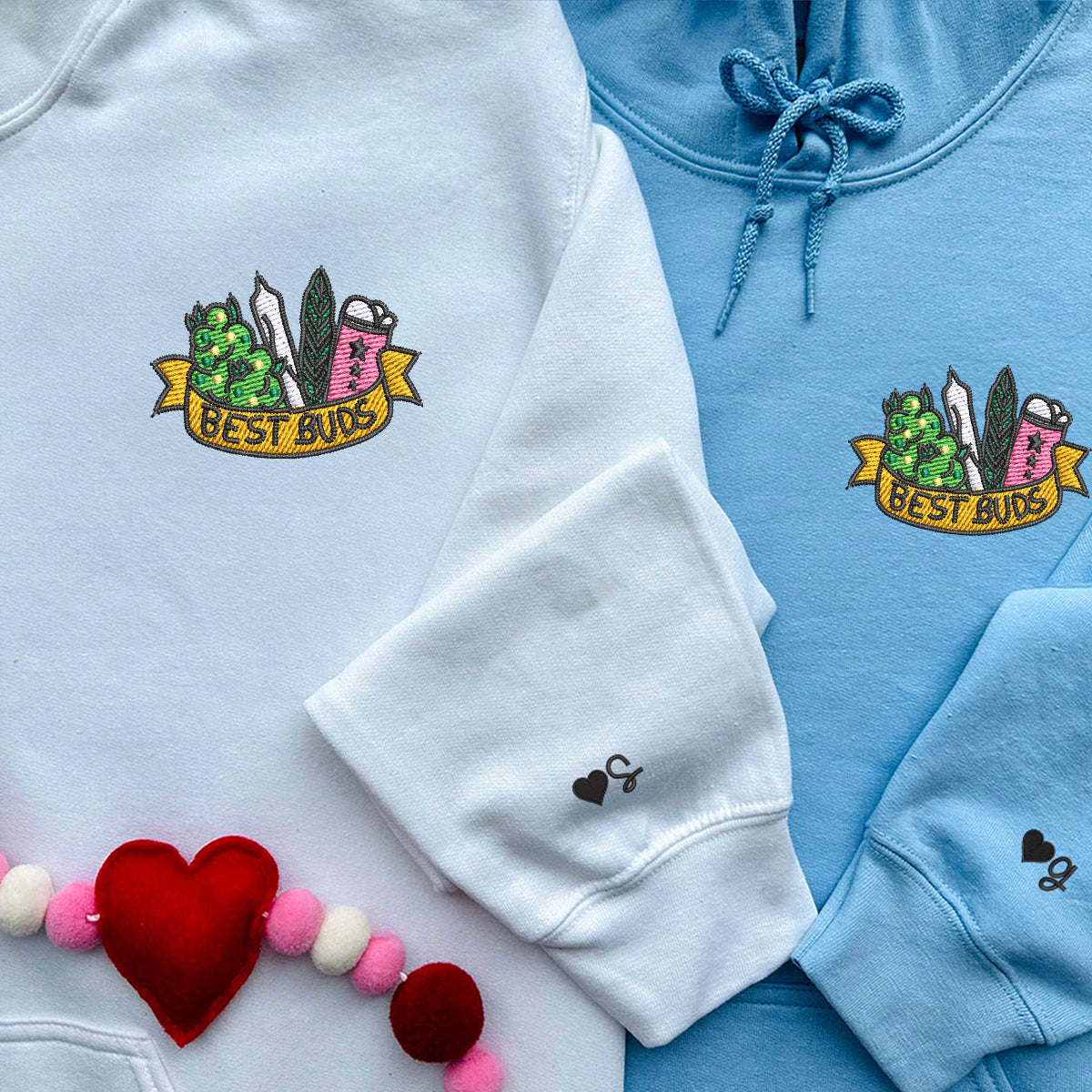 Best Buds Matching Hoodies for Couples - Custom Embroidered Couple Sweatshirts