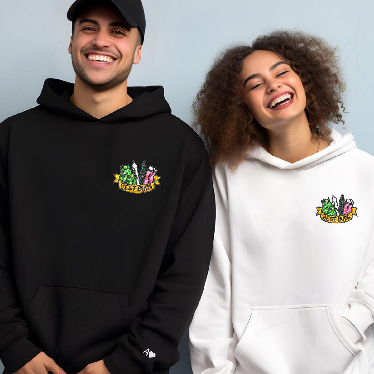 Best Buds Matching Hoodies for Couples - Custom Embroidered Couple Sweatshirts