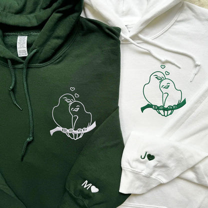 Birds in Love Matching Hoodies for Couples - Custom Embroidered Sweatshirts