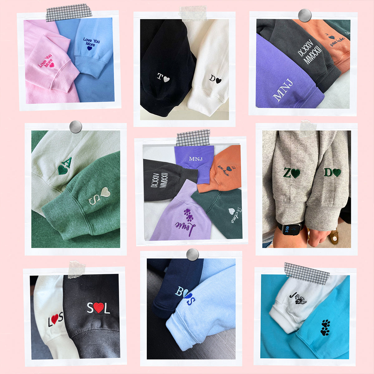 Bow Ribbon Heart Matching Hoodies for Couples - Custom Embroidered Couple Sweatshirts