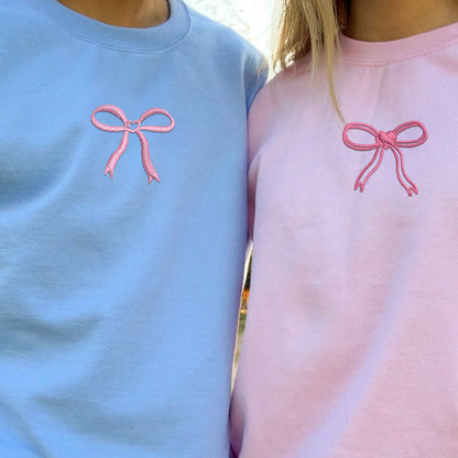 Bow Ribbon Heart Matching Hoodies for Couples - Custom Embroidered Couple Sweatshirts