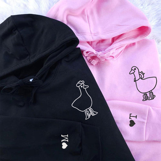 Cowboy Duck Matching Hoodies for Couples - Custom Embroidered Sweatshirts