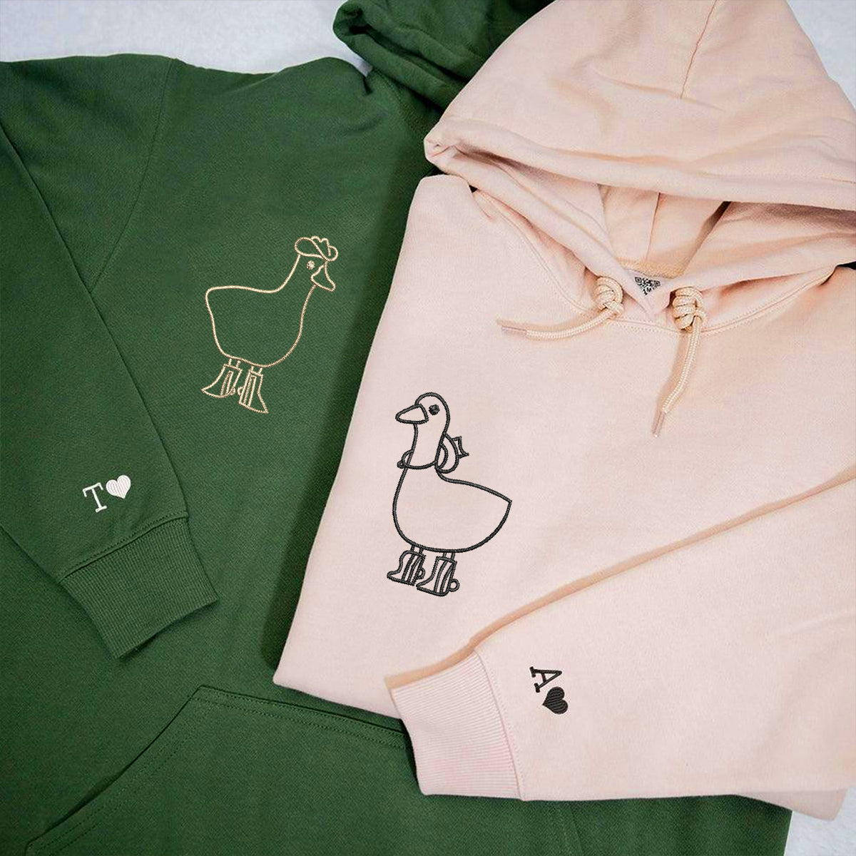 Cowboy Duck Matching Hoodies for Couples - Custom Embroidered Sweatshirts