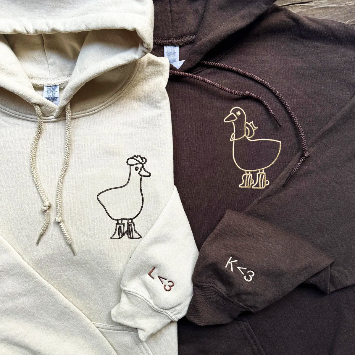 Cowboy Duck Matching Hoodies for Couples - Custom Embroidered Sweatshirts