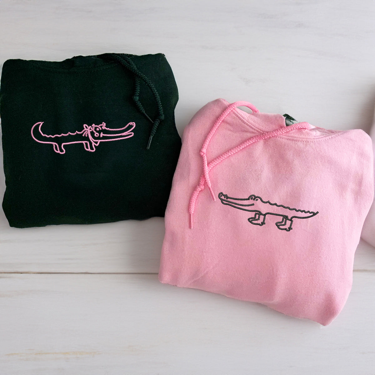 Crocodile Love Matching Hoodies for Couples - Custom Embroidered Sweatshirts