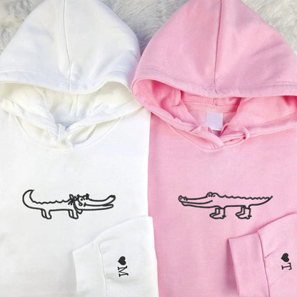 Crocodile Love Matching Hoodies for Couples - Custom Embroidered Sweatshirts