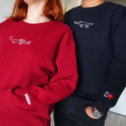 Crocodile Love Matching Hoodies for Couples - Custom Embroidered Sweatshirts