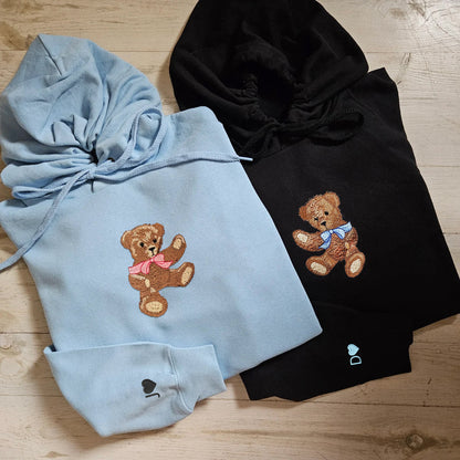 Cute Bear Matching Hoodies for Couples - Custom Embroidered Couple Sweatshirts