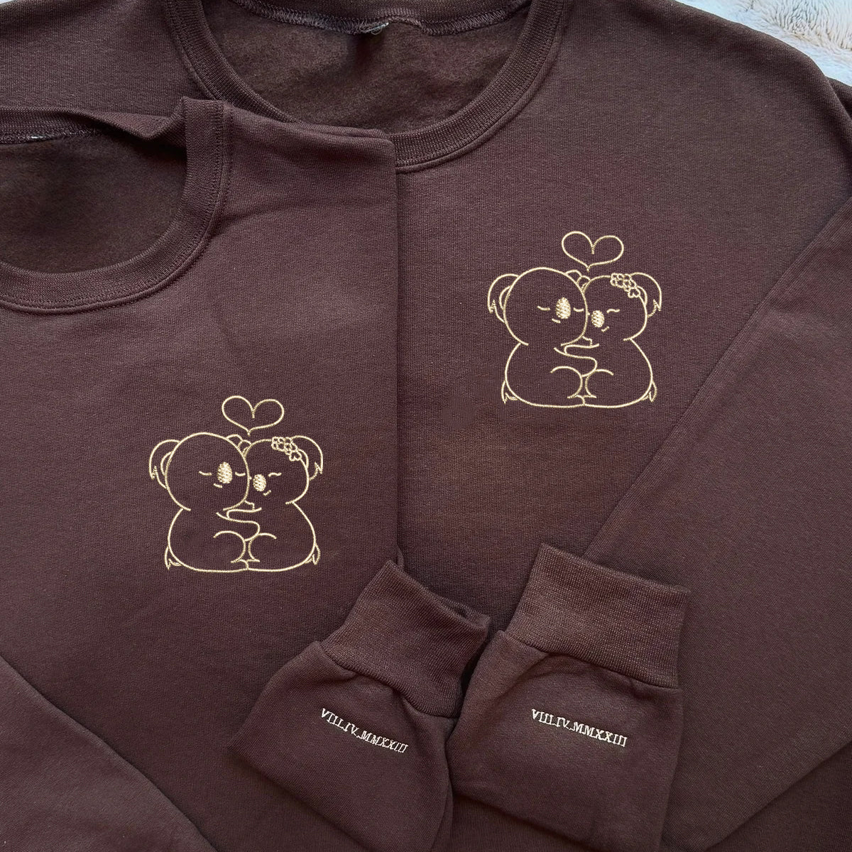 Cute Koala Bear Matching Hoodies for Couples - Custom Embroidered Sweatshirts