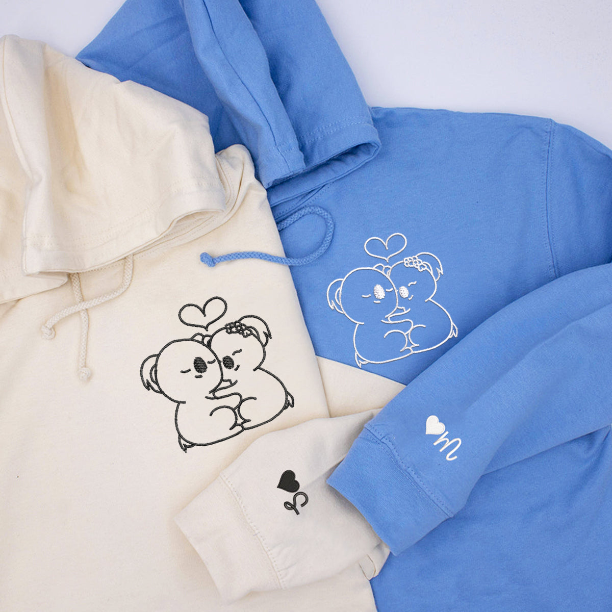 Cute Koala Bear Matching Hoodies for Couples - Custom Embroidered Sweatshirts