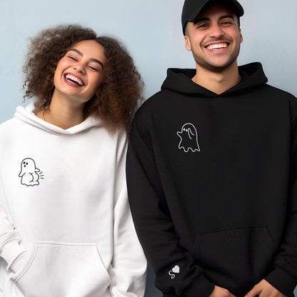 Cute Sassy Ghost Matching Hoodies for Couples - Custom Embroidered Sweatshirts