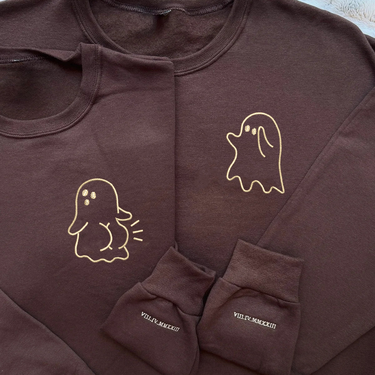 Cute Sassy Ghost Matching Hoodies for Couples - Custom Embroidered Sweatshirts