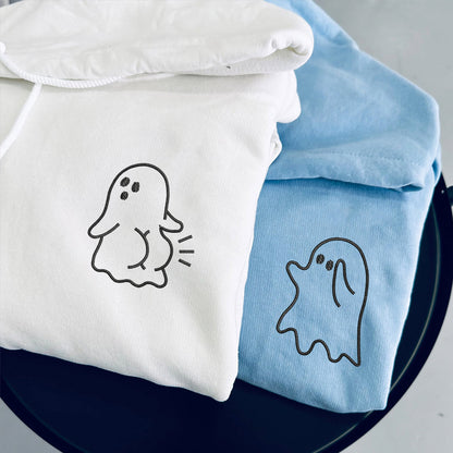 Cute Sassy Ghost Matching Hoodies for Couples - Custom Embroidered Sweatshirts