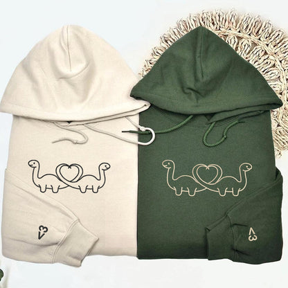 Dinosaur Matching Hoodies for Couples - Custom Embroidered Couple Sweatshirts