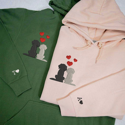 Dog Love Matching Hoodies for Couples - Custom Embroidered Sweatshirts