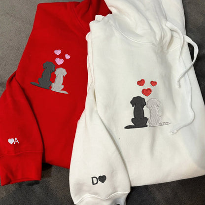 Dog Love Matching Hoodies for Couples - Custom Embroidered Sweatshirts