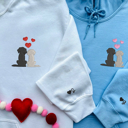 Dog Love Matching Hoodies for Couples - Custom Embroidered Sweatshirts