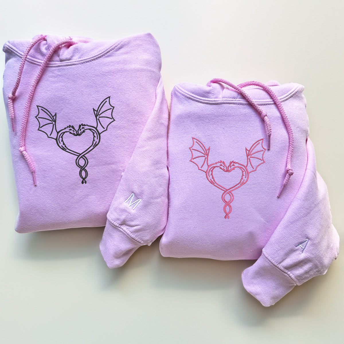 Dragon Love Matching Hoodies for Couples - Custom Embroidered Sweatshirts