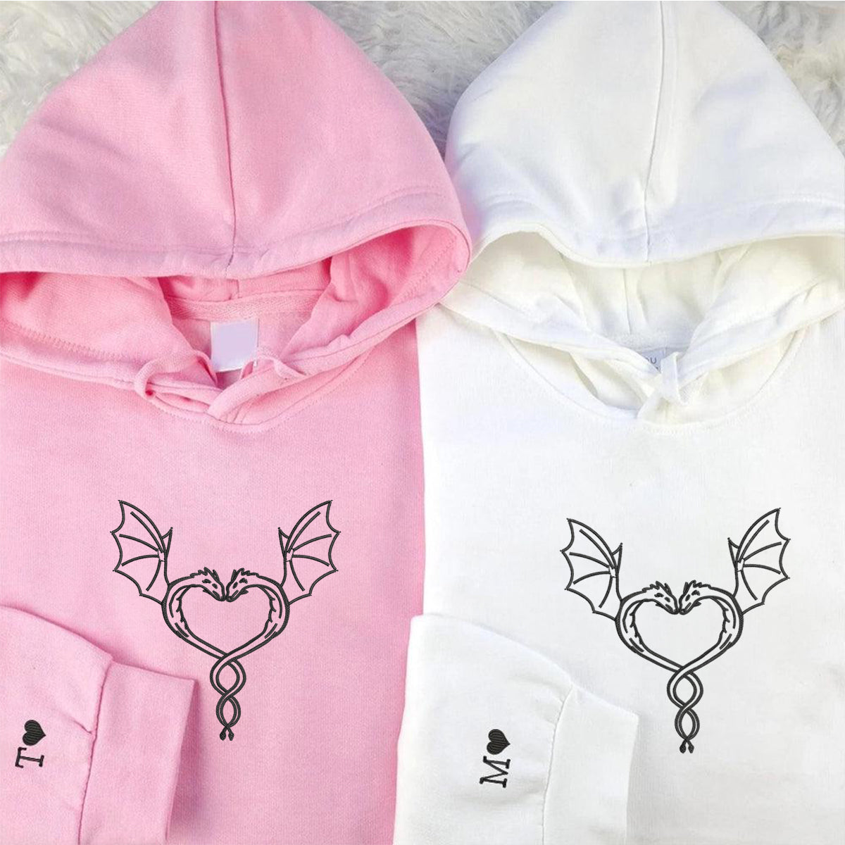 Dragon Love Matching Hoodies for Couples - Custom Embroidered Sweatshirts