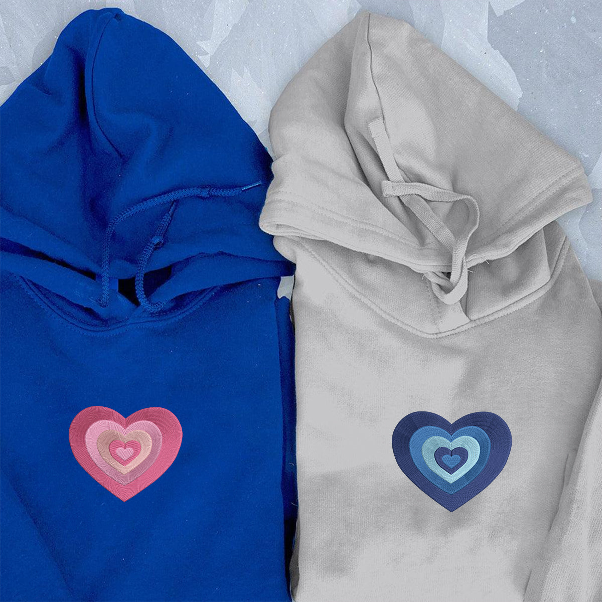 Fading Heart Matching Hoodies for Couples - Custom Embroidered Sweatshirts