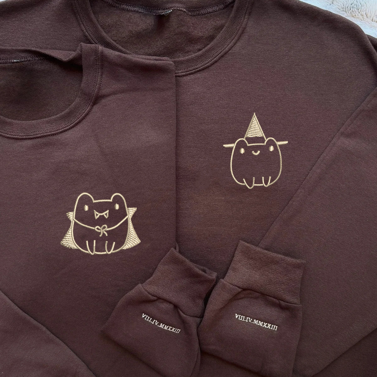 Frog Halloween Matching Hoodies for Couples - Custom Embroidered Sweatshirts