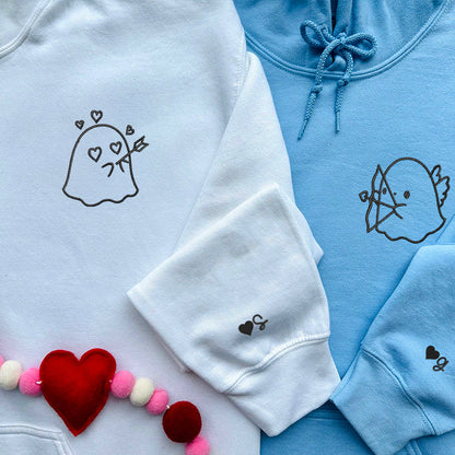 Ghost Angel Matching Hoodies for Couples - Custom Embroidered Sweatshirts