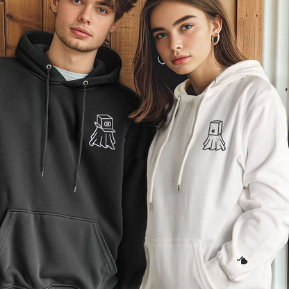 Ghost Boxhead & Paperbag Matching Hoodies for Couples - Custom Embroidered Couple Sweatshirts