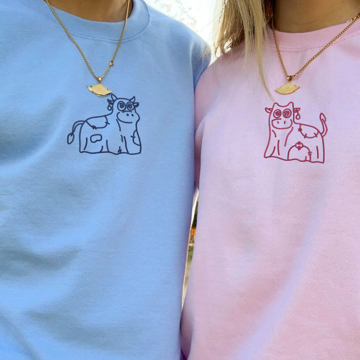 Ghost Cows Matching Hoodies for Couples - Custom Embroidered Couple Sweatshirts