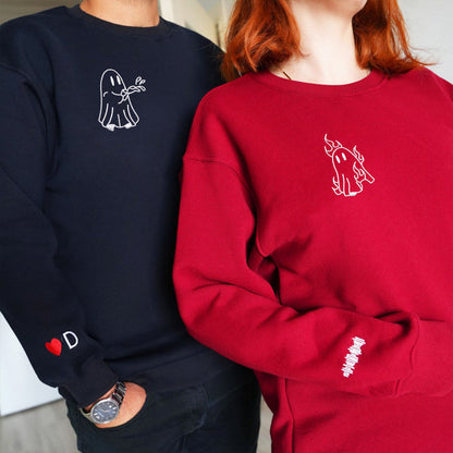 Ghost Firefighter Matching Hoodies for Couples - Custom Embroidered Couple Sweatshirts