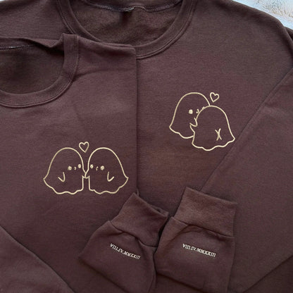 Ghost Love Matching Hoodies for Couples - Custom Embroidered Couple Sweatshirts