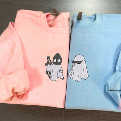 Ghost Partners In Crime Matching Hoodies for Couples - Custom Embroidered Sweatshirts