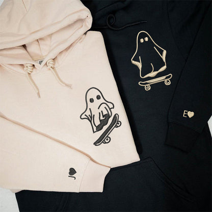 Ghost Skater Matching Hoodies for Couples - Custom Embroidered Sweatshirts