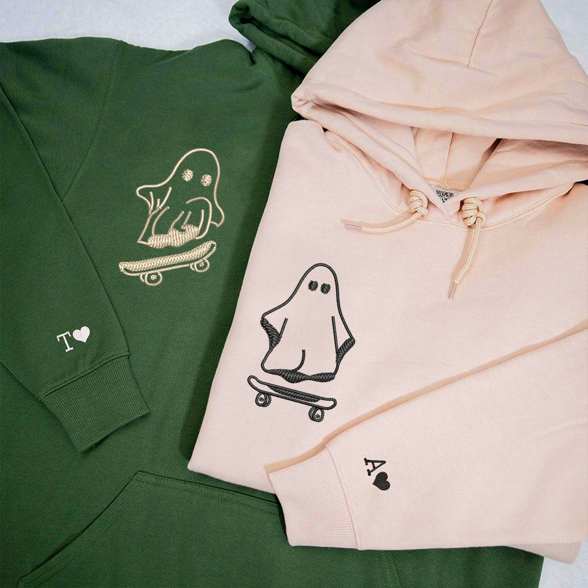 Ghost Skater Matching Hoodies for Couples - Custom Embroidered Sweatshirts