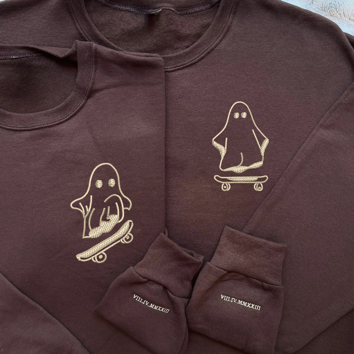 Ghost Skater Matching Hoodies for Couples - Custom Embroidered Sweatshirts