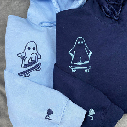 Ghost Skater Matching Hoodies for Couples - Custom Embroidered Sweatshirts