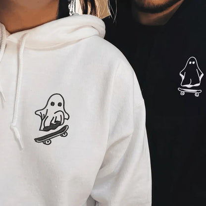 Ghost Skater Matching Hoodies for Couples - Custom Embroidered Sweatshirts