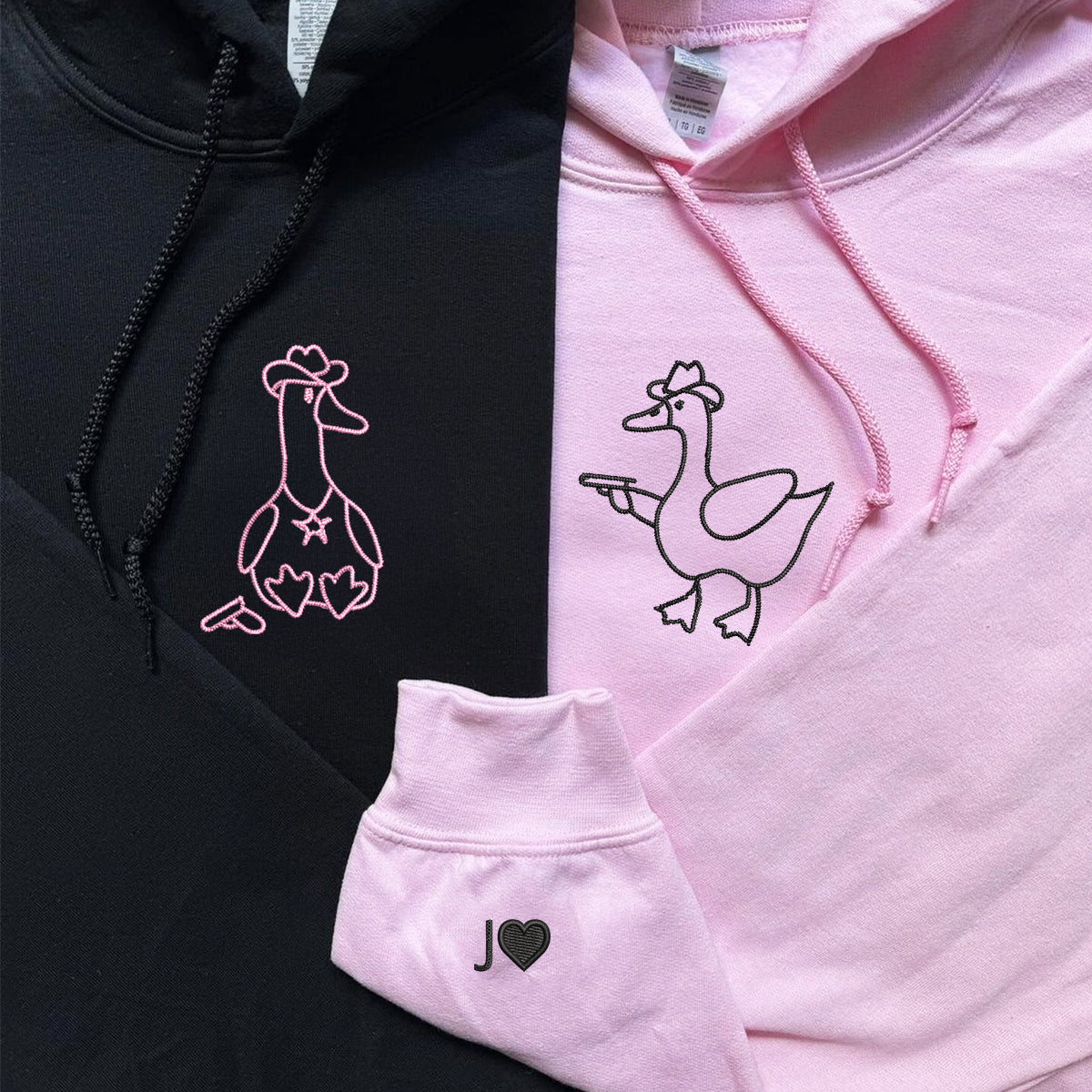 Goose Sheriffs Matching Hoodies for Couples - Custom Embroidered Couple Sweatshirts