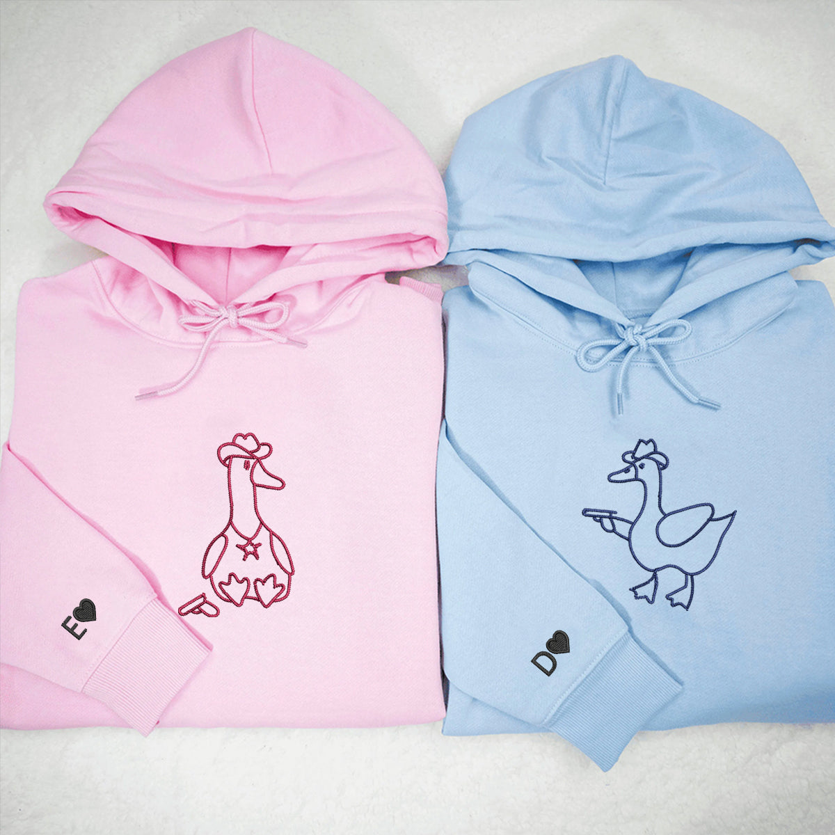 Goose Sheriffs Matching Hoodies for Couples - Custom Embroidered Couple Sweatshirts