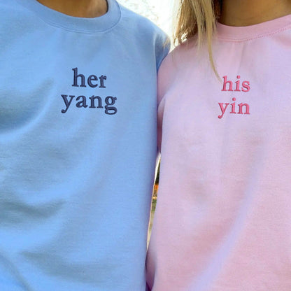 His Yin Her Yang Matching Hoodies for Couples - Custom Embroidered Sweatshirts